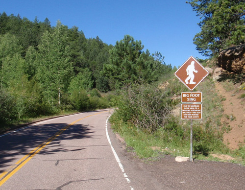 Warning Sign, heading up Pikes Peak.